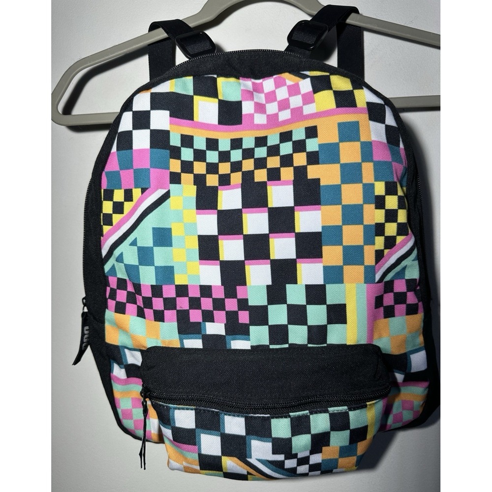UGG Colorful Canvas Backpack Multicolor Checkered Geometric Design 13" Tall NEW